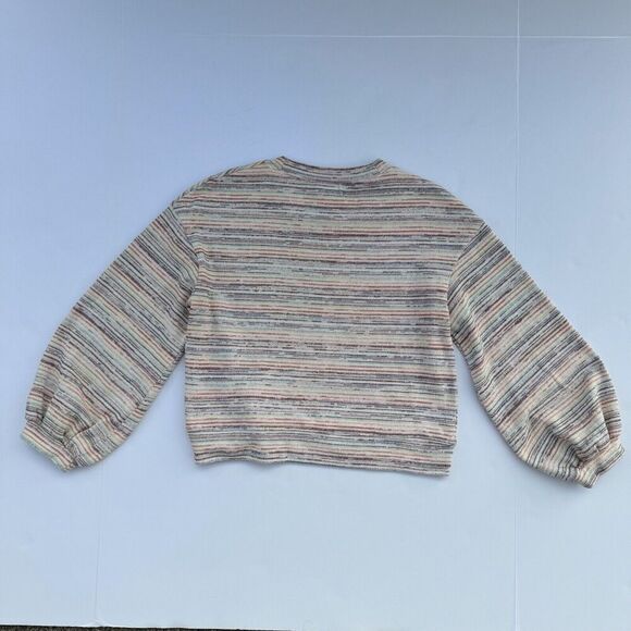 Madewell Womens Bubble Sleeve Sweater Crop Top Rainbow Stripe AI240 XXS - Picture 4 of 10